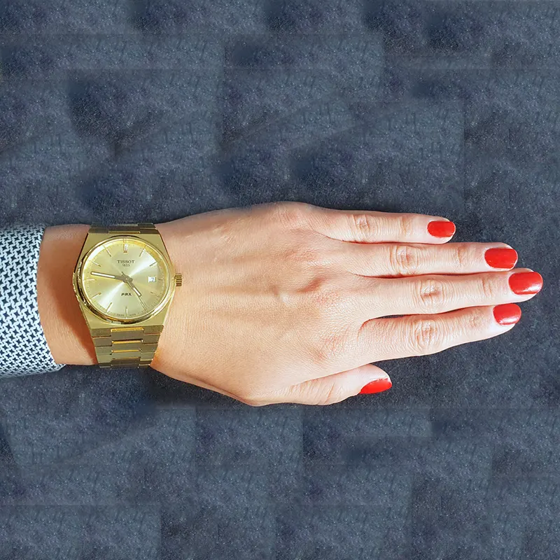 Tissot PRX 35mm Champagne Dial Gold-tone Unisex Watch- T137.210.33.021.00